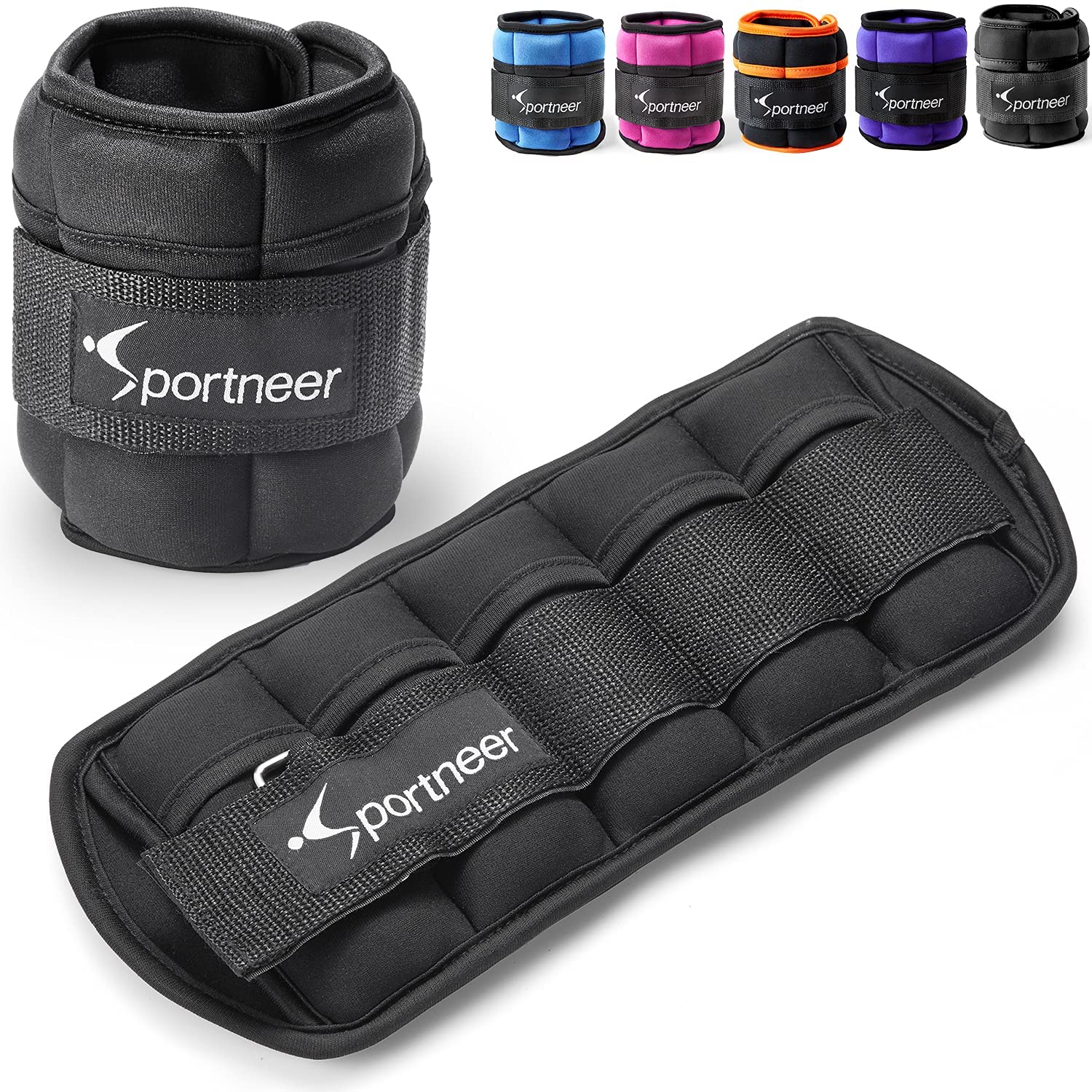 Sportneer Adjustable Ankle Weights 1 Pair 2 4 6 8 10 Lbs Leg Weight Straps for Women Men Kids, Weighted Ankle Weights Set for Gym,Fitness, Workout,Walking