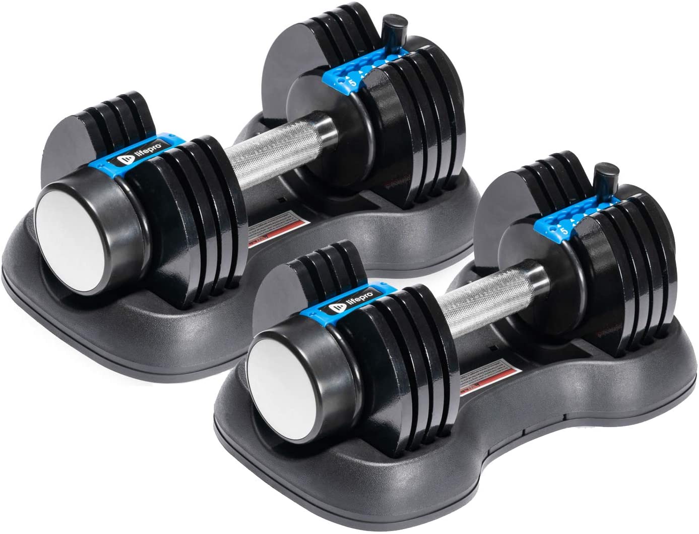 Lifepro Adjustable Dumbbell - 5-in-1, 25lb dumbell Adjustable Free Weights Plates and Rack - Hand Weights for Women and Men - Adjustable Weights